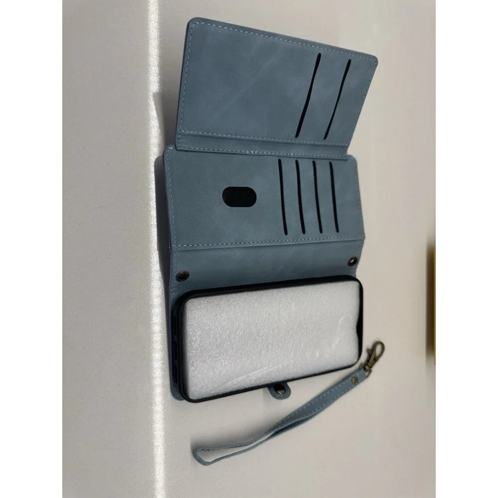Wallet Case for iPhone 6.1'' Card Holder Crossbody Wallet Strap blue